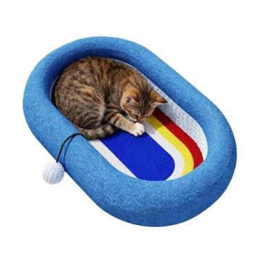 Imagem de Tapete De Arranhar Para Gatos | Cama Oval com Bola | Tapete Arranhador para Gatinhos de Móveis - Para Gatos Médios E Grandes Sala De Estar Quarto Casa Viagem Interior Exterior