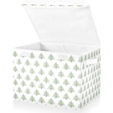 Imagem de Blueangle Caixas de armazenamento dobráveis 1 pacote, cestas de armazenamento de árvore de Natal de desenho animado com tampas e alça para casa quarto armário escritório (140)