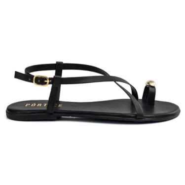 Imagem de Sandalia Feminina Flatform Rasteira Rasteirinha Flat Enfeite Anel Dedo Metal Lesma (Preto, BR, Adulto, Numérico, 35)