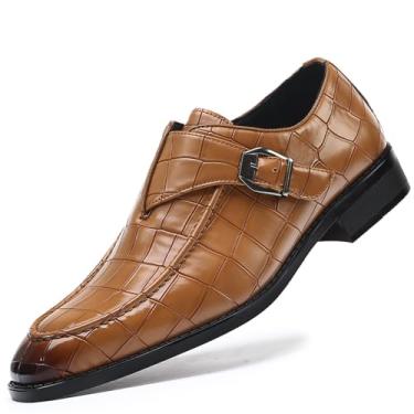 Imagem de Mocassim masculino com alça de monge, mocassim de smoking sem cadarço para homens, formal, negócios, casual, Amarelo, 44
