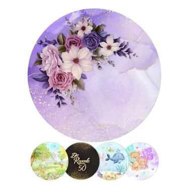 Imagem de Painel Redondo Sublimado 1,5M Festa Tecido El - Floral Lilás