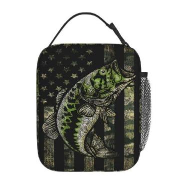 Imagem de Lancheira Gianlaima Camo Fish American Flag Isolada