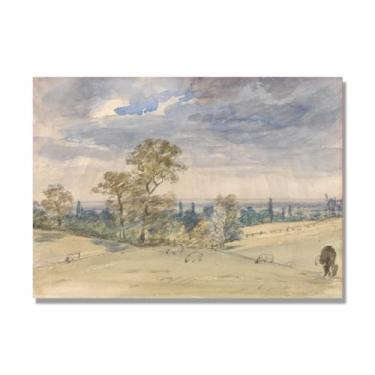 Imagem de NHLDZYH Impressão em tela estilo John Constable (paisagem 45), painel de tela de paisagem romântica, decoração de parede com tema de natureza para quarto ou escritório. 40 x 56 cm. Somente tela