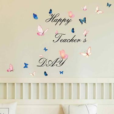 Imagem de Adesivos de parede de borboletas coloridas DIY - para decoração de casa, quarto, berçário, sala de estar, escritório