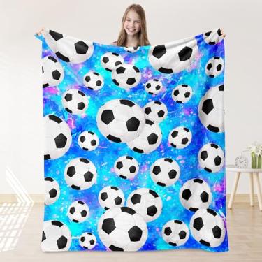 Imagem de Cobertor de futebol para meninas, presentes de futebol para meninas, cobertor infantil ultra macio para decoração de quarto de sofá-cama 101,6 cm x 127 cm