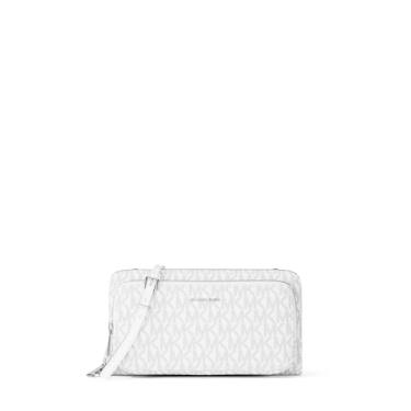 Imagem de Michael Kors Carteira transversal continental grande Jet Set, ferragens prateadas/sarja revestida exclusiva/branca óptica/Allum