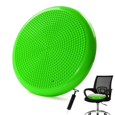 Imagem de Almofada de balanço, assento oscilante, disco de equilíbrio (extra grosso 34 cm/13,4 pol), para treinamento de estabilidade de equilíbrio, melhora a posição sentada (verde claro)