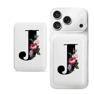 Imagem de Carteira magnética com padrão de letras para iPhone, capa fina de couro PU, capa para cartão, capa traseira para cartão, acessório de telefone fofo, J, Bonito