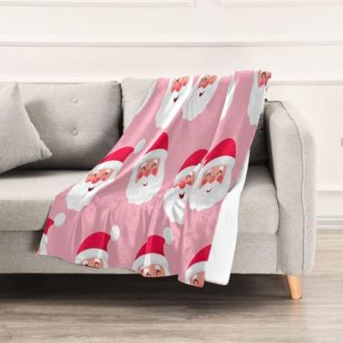 Imagem de Wassud Cobertores e mantas de Natal 152 x 228 cm, cobertor de Papai Noel feliz para sofá, cadeira, decoração de casa