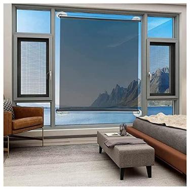 Imagem de uhyOHF Persiana de rolo espelhada unidirecional portátil, persiana blackout com ventosas, cortina de cobertura de janela, proteção solar reflexiva UV (multicolorido-63 x 150 cm/25 x 59 pol