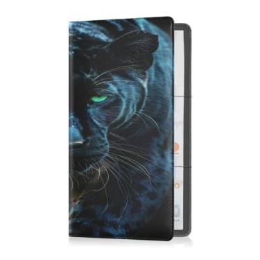 Imagem de Kigai Suporte para cartão de registro de carro e seguro do Pantera Negra Fierce - para porta-luvas de caminhão de carro, console de documentos, organizador de documentos, capa carteira de couro PU