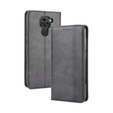Imagem de Capa flip de couro para XIAOMI Redmi Note 9,Flip magnético retro,Caso de telefone de couro PU,Design de carteira com 3 slots de cartão e 1 clipe de dinheiro -Black