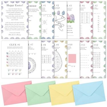 Imagem de Fullhawl 36 Pcs Easter Scavenger Hunt Cards Game Treasure Clues Answer Game with Envelopes Bunny Scavenger Hunt Card for Indoor Outdoor Family School Party Supplies