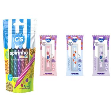 Imagem de Kit Caneta Spirinho Scents 5 Cores + 3 Marcador Com Cheirinho Duas Pontas