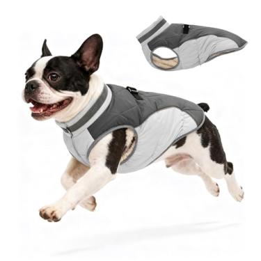Imagem de Aokown Casaco de inverno para cães pequenos, jaquetas quentes ajustáveis para filhotes em clima frio, colete de lã refletivo para animais de estimação com pontos de fixação externos, roupas de inverno