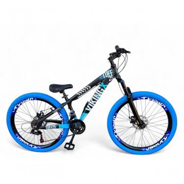 Imagem de Bicicleta Aro 26 Vikingx Tuff Freeride 21v Aro Vmaxx Freio A Disco Garfo Suspensão Pneu Flame preto-Azul X25