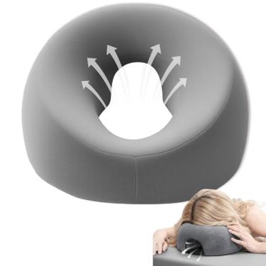 Imagem de Flaskars Almofada virada para baixo para mesa de massagem – Espuma viscoelástica ergonômica com orifício central respirável, suporte facial confortável, serve para todas as mesas de massagem, capa