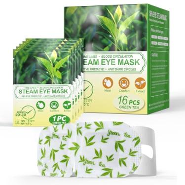 Imagem de 16 pacotes de máscaras a vapor para olhos secos, máscara quente de chá verde, alívio da fadiga ocular e olhos inchados, compressa de aquecimento úmida para olhos, máscara autoaquecida, itens