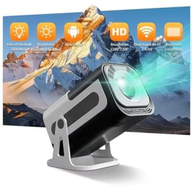 Imagem de Projetor Portátil JY320 Suporta 4K HD 160 ANSI Lumens WiFi 6 Controle Bluetooth 5.1 Android 13 30000h de Vida Útil USB/AV/Audio Ajuste Trapezoidal 36 Idiomas
