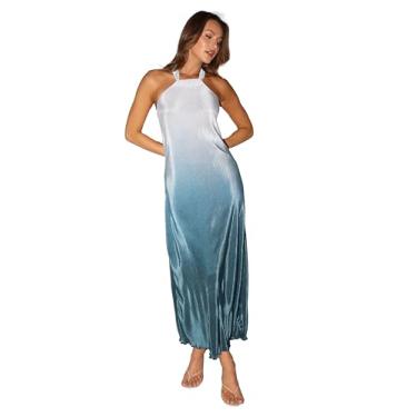 Imagem de Petal & Pup Vestido longo feminino Melody Plisse frente única, Dégradé azul-marinho, GG