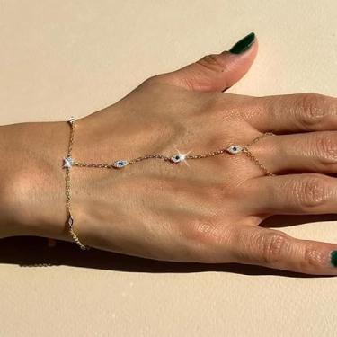 Imagem de Pulseira de corrente de mão dourada delicada para mulheres, anel moderno, joia de mão, ajustável, presentes de amizade para mulheres, presentes de Natal, Dia dos Namorados, Medium, Latão, Sem Pedra