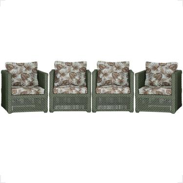 Imagem de 4 Poltronas Madri Alumínio Corda Náutica Estofado 6 Trama Verde