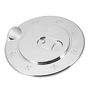 Imagem de Partuto Tampa de porta de tanque de combustível cromada - acabamento de porta de tanque de gás para decoração de carro - para Cadillac Escalade 2002-2005 plástico prateado - 1 peça