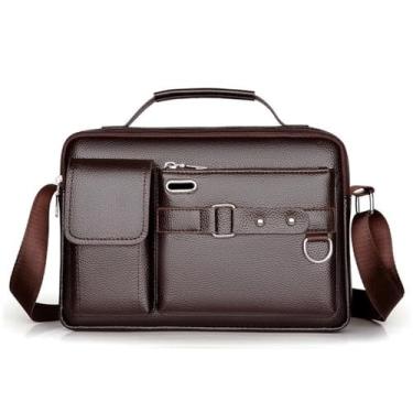 Imagem de Bolsa tiracolo masculina vintage, transversal, bolsa mensageiro, para negócios, trabalho, viagens, Marrom, One Size