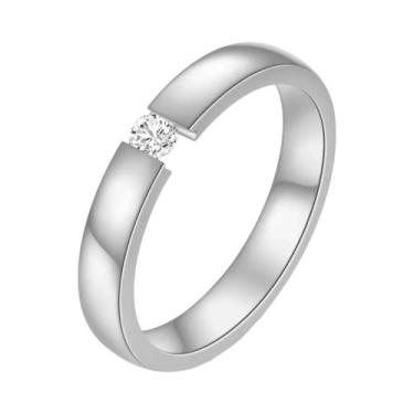 Imagem de Anel Solitário Feminino De Aço Inoxidável Fino De 3mm Com Pedras AAA C