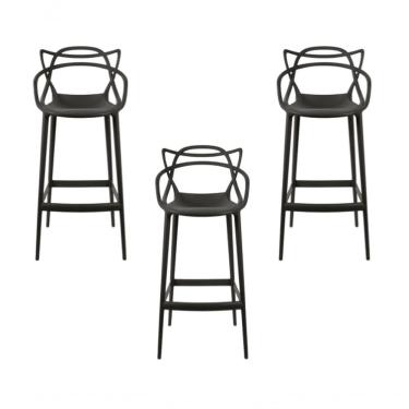 Imagem de Kit 3 Banquetas Masters Allegra Pretas