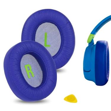 Imagem de Geekria Almofadas auriculares de substituição QuickFit para fones de ouvido JBL JR460, peças de reparo (azul escuro)