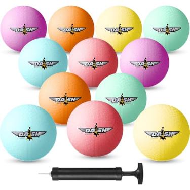 Imagem de Jerify 12 peças de bolas de playground de 21 cm, bolas infláveis coloridas para esportes, Dodgeball, Kickball para brincadeiras oficiais e escolas, brinquedos divertidos para uso interno e externo e