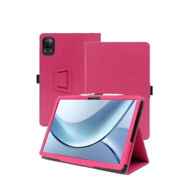 Imagem de Capa para tablet inteligente DOOGEE Tab E3 Android 15 de 11 polegadas, capa de couro premium WUNIAK para tablet Doogee Tab E3 com alça de mão, rosa vermelha