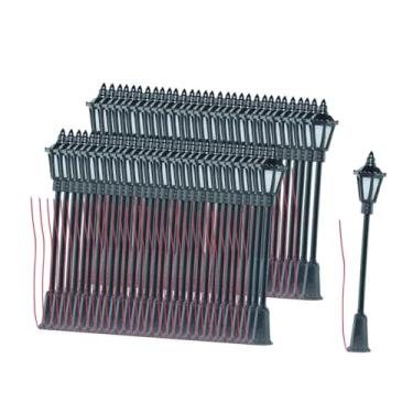 Imagem de menolana Poste de iluminação em miniatura para maquete ferroviária, escala 1:87, modelo HO para teatro, ideal para encenações e decoração de janelas, 60 Peças