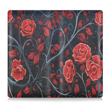 Imagem de CEBUGI Flores vermelhas com espinho porta-luvas para organizador de documentos, porta-luvas, 12,5 x 24 cm