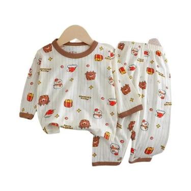 Imagem de Conjunto De Roupas Com Estampa De Urso Bebê, Pijama De Algodão De Mang