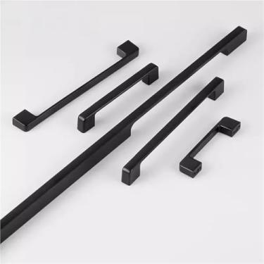 Imagem de HTNAFONI Puxadores de porta de móveis de cozinha de liga de alumínio preto puxadores de gaveta de armário ferragens para móveis 1 peça (vermelho)