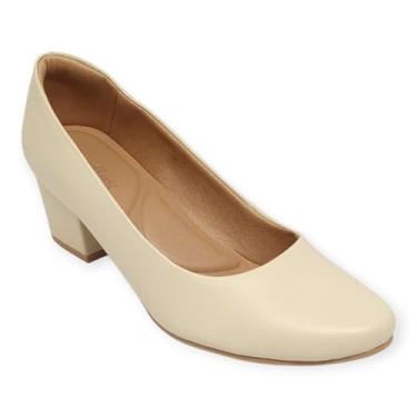 Imagem de Sapato Scarpin Bloco Bico Redondo Usaflex Q6692 - Vanilla - 38