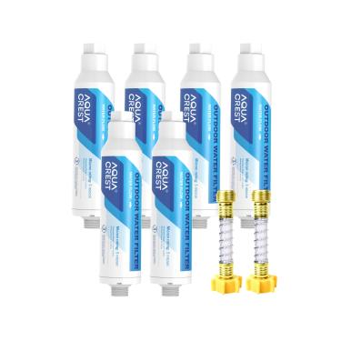 Imagem de AQUA CREST Filtro de água em linha, dedicado para lavagem de carro, limpeza de janelas e quintais, reduz efetivamente manchas de água dura, suaviza a água, fórmula atualizada, pacote com 6 com 2