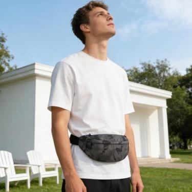 Imagem de Pochete para homens e mulheres, bolsa esportiva à prova d'água, bolsa de cinto para viagens, caminhadas, corrida, cinza