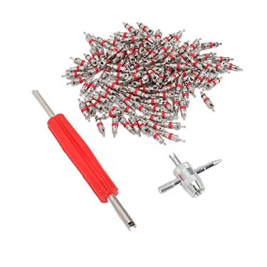 Imagem de KIMISS Núcleo da Haste da Válvula do Pneu, Removedor de Cabeça Dupla, Ferramenta de Remoção de 4 Vias para Carro, Caminhão, Suv, Bicicleta, Atv, Kit de Reparo Com 120 Núcleos de Válvula