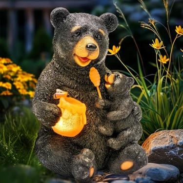 Imagem de Estátua de jardim decorativa de resina estátua de urso do amor decoração de jardim presentes enfeites de Natal decoração