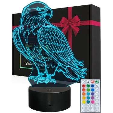 Imagem de ARERG Luz noturna de águia ilusão 3D, luminária de mesa com controle remoto, decoração de quarto infantil, presentes criativos de aniversário e Natal para meninos e meninas