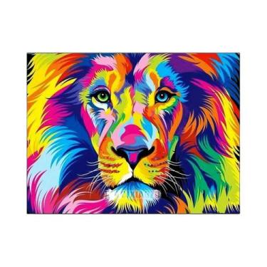 Imagem de Kit De Pintura Em Diamante 5D DIY Com Gato Leão E Tigre, Pedras Redond