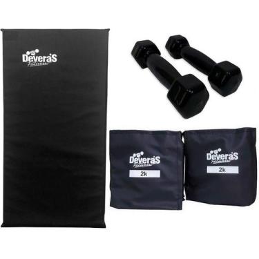 Imagem de kit halteres peso 1 kg par caneleiras de peso 2 kg peso academia e col