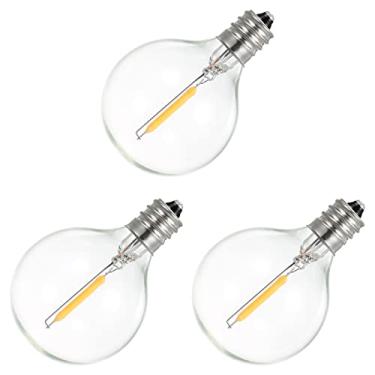 Imagem de Lâmpadas de reposição G40 3Pacote globo vidro com base rosca E12 para luz corda Decoração pátio interno Branco quente 0 1W DC3V