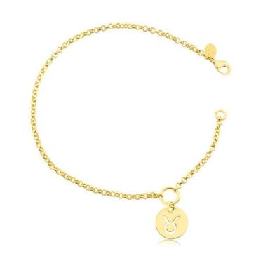 Imagem de Pulseira Com Pingente Signo Personalizado Folheada A Ouro - Radhau Joi