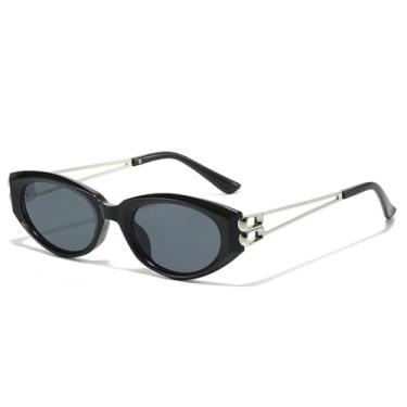 Imagem de Óculos de Sol UV400 - Cores Candy, Olho de Gato, Armação Dupla Vazada, para Homens e Mulheres, Esportes ao Ar Livre, Corrida, Ciclismo, Preto