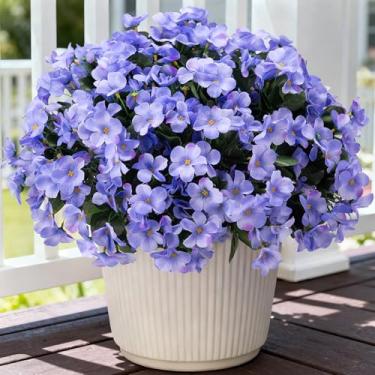 Imagem de INXUGAO Flores artificiais para decoração ao ar livre, 5 pacotes de hortênsias artificiais resistentes a UV, arranjos falsos, plantas para decoração interna e externa, jardim, varanda, primavera