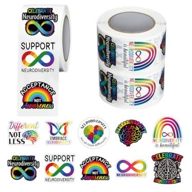 Imagem de Tinlade 1000 pçs adesivos neurodivergentes desenhos animados à prova d'água adesivos de vinil para garrafas de água laptop mala para festa de aniversário suprimentos decoração lembrancinhas